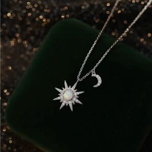 Silver Star and Moon Pendant Necklace